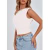 imagePRETTYGARDEN Womens Off The Shoulder Crop Tank Tops 2025 Summer Trendy Casual Sleeveless Ruched Fitted Going Out ShirtsWhite
