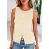 imagePRETTYGARDEN Womens Ribbed Tank Tops Summer 2025 Open Front Button Down Sleeveless Shirts Going Out Spring Fashion Vest TopsApricot
