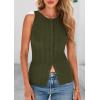 imagePRETTYGARDEN Womens Ribbed Tank Tops Summer 2025 Open Front Button Down Sleeveless Shirts Going Out Spring Fashion Vest TopsArmy Green