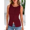 imagePRETTYGARDEN Womens Ribbed Tank Tops Summer 2025 Open Front Button Down Sleeveless Shirts Going Out Spring Fashion Vest TopsWine Red