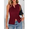 imagePRETTYGARDEN Womens Ribbed Tank Tops Summer 2025 Open Front Button Down Sleeveless Shirts Going Out Spring Fashion Vest TopsWine Red