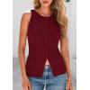 imagePRETTYGARDEN Womens Ribbed Tank Tops Summer 2025 Open Front Button Down Sleeveless Shirts Going Out Spring Fashion Vest TopsWine Red