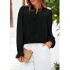 imagePRETTYGARDEN Lace Long Sleeve Tops for Women Eyelet Blouses Dressy Casual Hollow Out Button Down Shirts Spring Fashion 2025Black