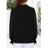 imagePRETTYGARDEN Lace Long Sleeve Tops for Women Eyelet Blouses Dressy Casual Hollow Out Button Down Shirts Spring Fashion 2025Black