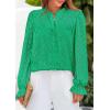 imagePRETTYGARDEN Lace Long Sleeve Tops for Women Eyelet Blouses Dressy Casual Hollow Out Button Down Shirts Spring Fashion 2025Bright Green
