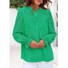 imagePRETTYGARDEN Lace Long Sleeve Tops for Women Eyelet Blouses Dressy Casual Hollow Out Button Down Shirts Spring Fashion 2025Bright Green