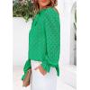 imagePRETTYGARDEN Lace Long Sleeve Tops for Women Eyelet Blouses Dressy Casual Hollow Out Button Down Shirts Spring Fashion 2025Bright Green