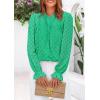 imagePRETTYGARDEN Lace Long Sleeve Tops for Women Eyelet Blouses Dressy Casual Hollow Out Button Down Shirts Spring Fashion 2025Bright Green
