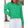imagePRETTYGARDEN Lace Long Sleeve Tops for Women Eyelet Blouses Dressy Casual Hollow Out Button Down Shirts Spring Fashion 2025Bright Green