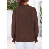 imagePRETTYGARDEN Lace Long Sleeve Tops for Women Eyelet Blouses Dressy Casual Hollow Out Button Down Shirts Spring Fashion 2025Coffee