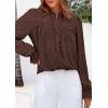 imagePRETTYGARDEN Lace Long Sleeve Tops for Women Eyelet Blouses Dressy Casual Hollow Out Button Down Shirts Spring Fashion 2025Coffee