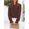 imagePRETTYGARDEN Lace Long Sleeve Tops for Women Eyelet Blouses Dressy Casual Hollow Out Button Down Shirts Spring Fashion 2025Coffee