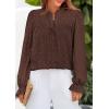 imagePRETTYGARDEN Lace Long Sleeve Tops for Women Eyelet Blouses Dressy Casual Hollow Out Button Down Shirts Spring Fashion 2025Coffee