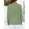 imagePRETTYGARDEN Lace Long Sleeve Tops for Women Eyelet Blouses Dressy Casual Hollow Out Button Down Shirts Spring Fashion 2025Grass Green
