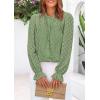 imagePRETTYGARDEN Lace Long Sleeve Tops for Women Eyelet Blouses Dressy Casual Hollow Out Button Down Shirts Spring Fashion 2025Grass Green