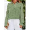 imagePRETTYGARDEN Lace Long Sleeve Tops for Women Eyelet Blouses Dressy Casual Hollow Out Button Down Shirts Spring Fashion 2025Grass Green