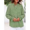 imagePRETTYGARDEN Lace Long Sleeve Tops for Women Eyelet Blouses Dressy Casual Hollow Out Button Down Shirts Spring Fashion 2025Grass Green