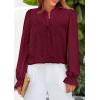 imagePRETTYGARDEN Lace Long Sleeve Tops for Women Eyelet Blouses Dressy Casual Hollow Out Button Down Shirts Spring Fashion 2025Jujube Red