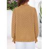 imagePRETTYGARDEN Lace Long Sleeve Tops for Women Eyelet Blouses Dressy Casual Hollow Out Button Down Shirts Spring Fashion 2025Khaki