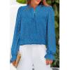imagePRETTYGARDEN Lace Long Sleeve Tops for Women Eyelet Blouses Dressy Casual Hollow Out Button Down Shirts Spring Fashion 2025Lake Blue