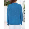 imagePRETTYGARDEN Lace Long Sleeve Tops for Women Eyelet Blouses Dressy Casual Hollow Out Button Down Shirts Spring Fashion 2025Lake Blue
