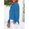 imagePRETTYGARDEN Lace Long Sleeve Tops for Women Eyelet Blouses Dressy Casual Hollow Out Button Down Shirts Spring Fashion 2025Lake Blue