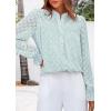 imagePRETTYGARDEN Lace Long Sleeve Tops for Women Eyelet Blouses Dressy Casual Hollow Out Button Down Shirts Spring Fashion 2025Light Blue
