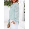 imagePRETTYGARDEN Lace Long Sleeve Tops for Women Eyelet Blouses Dressy Casual Hollow Out Button Down Shirts Spring Fashion 2025Light Blue