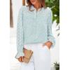 imagePRETTYGARDEN Lace Long Sleeve Tops for Women Eyelet Blouses Dressy Casual Hollow Out Button Down Shirts Spring Fashion 2025Light Blue