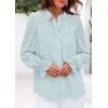 imagePRETTYGARDEN Lace Long Sleeve Tops for Women Eyelet Blouses Dressy Casual Hollow Out Button Down Shirts Spring Fashion 2025Light Blue