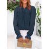imagePRETTYGARDEN Lace Long Sleeve Tops for Women Eyelet Blouses Dressy Casual Hollow Out Button Down Shirts Spring Fashion 2025Navy