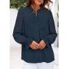 imagePRETTYGARDEN Lace Long Sleeve Tops for Women Eyelet Blouses Dressy Casual Hollow Out Button Down Shirts Spring Fashion 2025Navy