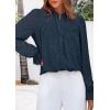 imagePRETTYGARDEN Lace Long Sleeve Tops for Women Eyelet Blouses Dressy Casual Hollow Out Button Down Shirts Spring Fashion 2025Navy