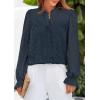 imagePRETTYGARDEN Lace Long Sleeve Tops for Women Eyelet Blouses Dressy Casual Hollow Out Button Down Shirts Spring Fashion 2025Navy