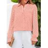 imagePRETTYGARDEN Lace Long Sleeve Tops for Women Eyelet Blouses Dressy Casual Hollow Out Button Down Shirts Spring Fashion 2025Pink