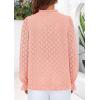 imagePRETTYGARDEN Lace Long Sleeve Tops for Women Eyelet Blouses Dressy Casual Hollow Out Button Down Shirts Spring Fashion 2025Pink