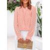 imagePRETTYGARDEN Lace Long Sleeve Tops for Women Eyelet Blouses Dressy Casual Hollow Out Button Down Shirts Spring Fashion 2025Pink