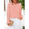 imagePRETTYGARDEN Lace Long Sleeve Tops for Women Eyelet Blouses Dressy Casual Hollow Out Button Down Shirts Spring Fashion 2025Pink