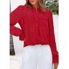 imagePRETTYGARDEN Lace Long Sleeve Tops for Women Eyelet Blouses Dressy Casual Hollow Out Button Down Shirts Spring Fashion 2025Red