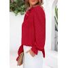 imagePRETTYGARDEN Lace Long Sleeve Tops for Women Eyelet Blouses Dressy Casual Hollow Out Button Down Shirts Spring Fashion 2025Red