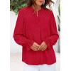 imagePRETTYGARDEN Lace Long Sleeve Tops for Women Eyelet Blouses Dressy Casual Hollow Out Button Down Shirts Spring Fashion 2025Red