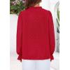imagePRETTYGARDEN Lace Long Sleeve Tops for Women Eyelet Blouses Dressy Casual Hollow Out Button Down Shirts Spring Fashion 2025Red