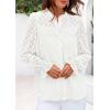 imagePRETTYGARDEN Lace Long Sleeve Tops for Women Eyelet Blouses Dressy Casual Hollow Out Button Down Shirts Spring Fashion 2025White