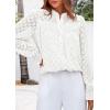imagePRETTYGARDEN Lace Long Sleeve Tops for Women Eyelet Blouses Dressy Casual Hollow Out Button Down Shirts Spring Fashion 2025White