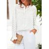 imagePRETTYGARDEN Lace Long Sleeve Tops for Women Eyelet Blouses Dressy Casual Hollow Out Button Down Shirts Spring Fashion 2025White