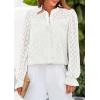 imagePRETTYGARDEN Lace Long Sleeve Tops for Women Eyelet Blouses Dressy Casual Hollow Out Button Down Shirts Spring Fashion 2025White
