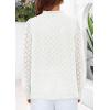 imagePRETTYGARDEN Lace Long Sleeve Tops for Women Eyelet Blouses Dressy Casual Hollow Out Button Down Shirts Spring Fashion 2025White