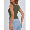 imagePRETTYGARDEN Womens Ribbed Y2K Summer Tank Top Ruched Sleeveless Fitted Crop Tops Split Hem Trendy Party Going Out ShirtArmy Green