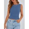 imagePRETTYGARDEN Womens Ribbed Y2K Summer Tank Top Ruched Sleeveless Fitted Crop Tops Split Hem Trendy Party Going Out ShirtBlue