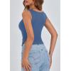imagePRETTYGARDEN Womens Ribbed Y2K Summer Tank Top Ruched Sleeveless Fitted Crop Tops Split Hem Trendy Party Going Out ShirtBlue